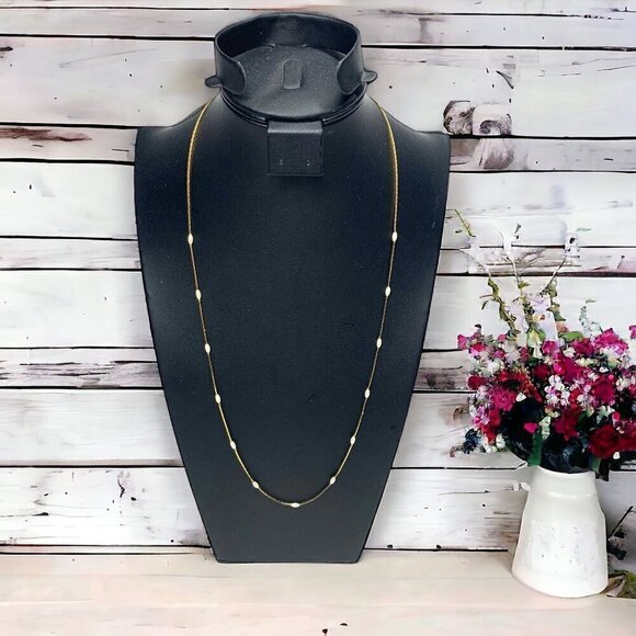 Napier Jewelry - Napier Cocoon Link Chain Faux Pearl Station Necklace Gold Tone Opera Length 22"
